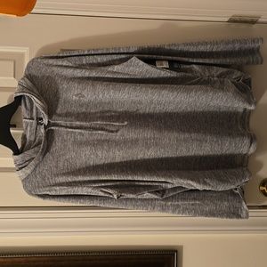 SKECHERS BRAND WOMANS PLUS SIZE LONG SLEEVE GRAY STRIPED HOODED TOP SIZE 2XL